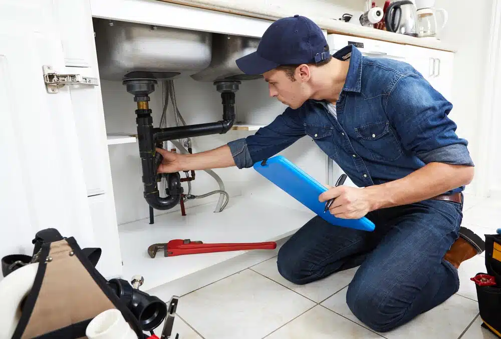 Plumber Inspecting Sink Pipes